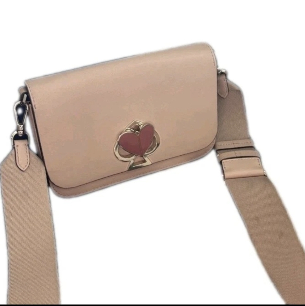 Kate Spade NY Nicola Twistlock Small Flap Crossbody Bag Pink Gold Heart - Picture 5 of 11